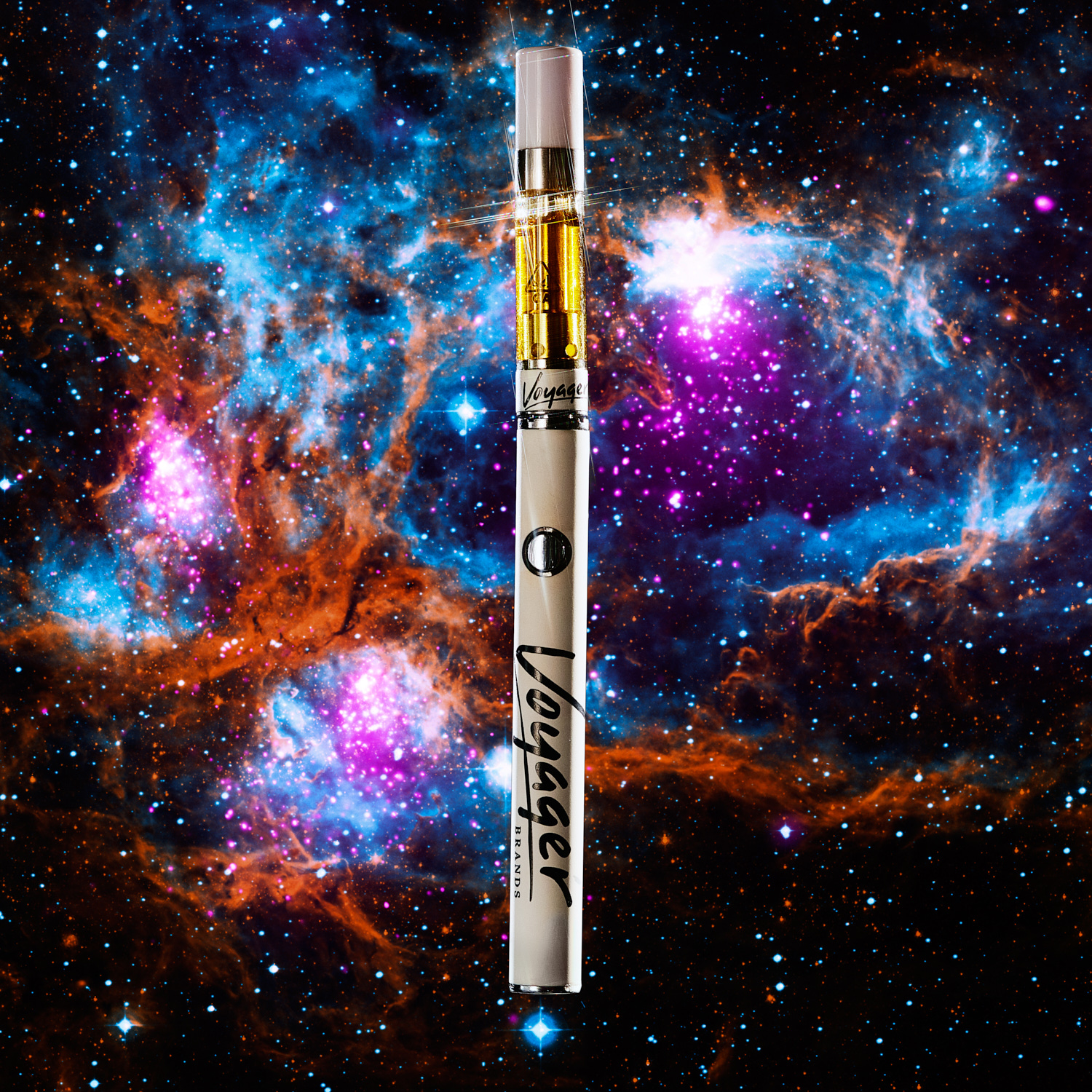 Voyager Brand Vape Pen in the galaxy background